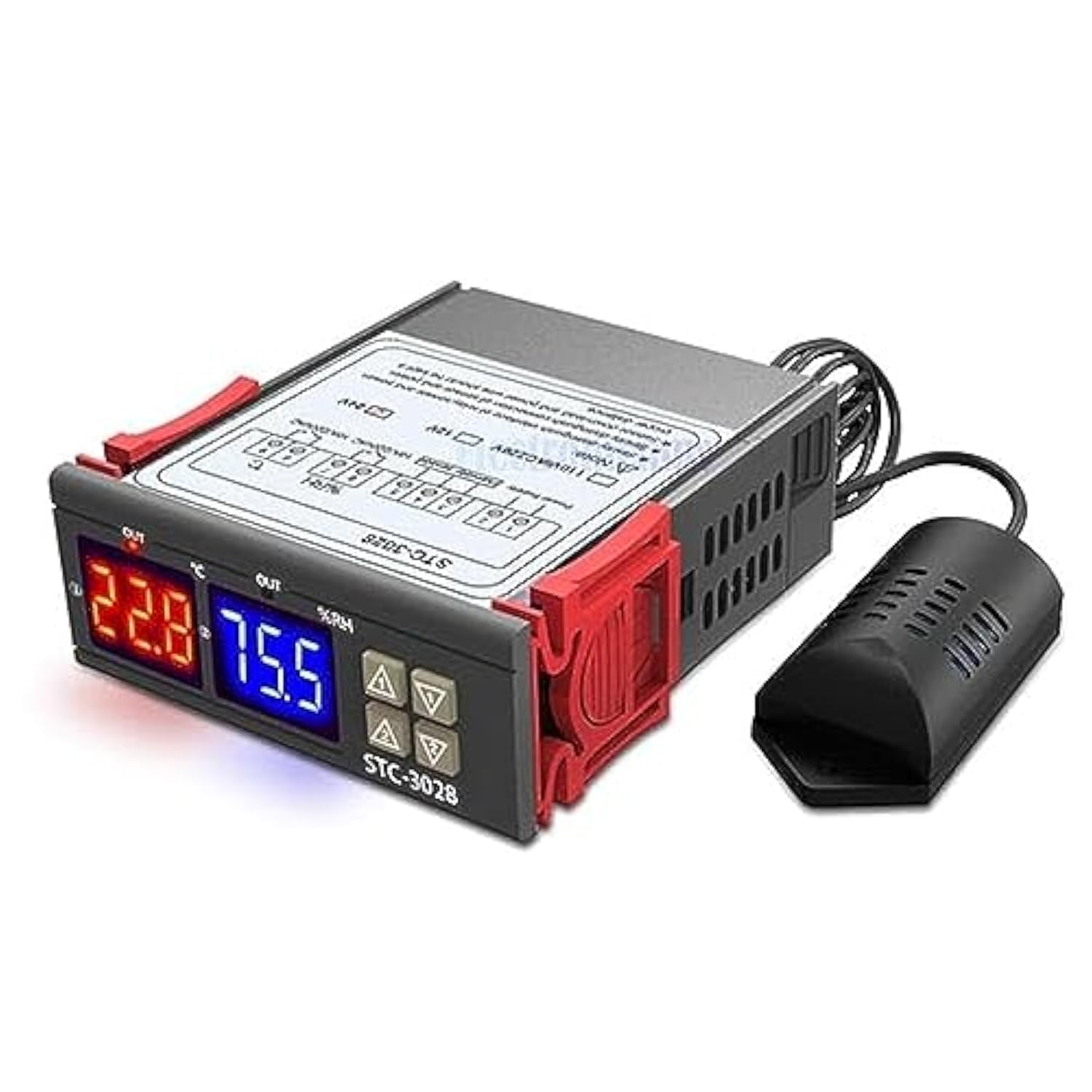 جهاز تحكم رقمي مزدوج في درجة الحرارة والرطوبة طراز STC-3028.